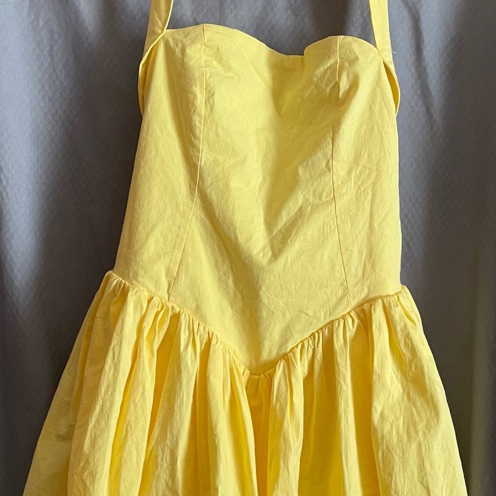 Fashion Nova Bright Yellow Strapless Fit & Flare Dress - Picture 3 of 10